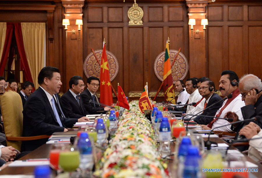 Presidente chino pide a China y Sri Lanka acelerar negociaciones sobre acuerdo de libre comercio