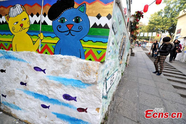 Calle temática de gatos en Xiamen