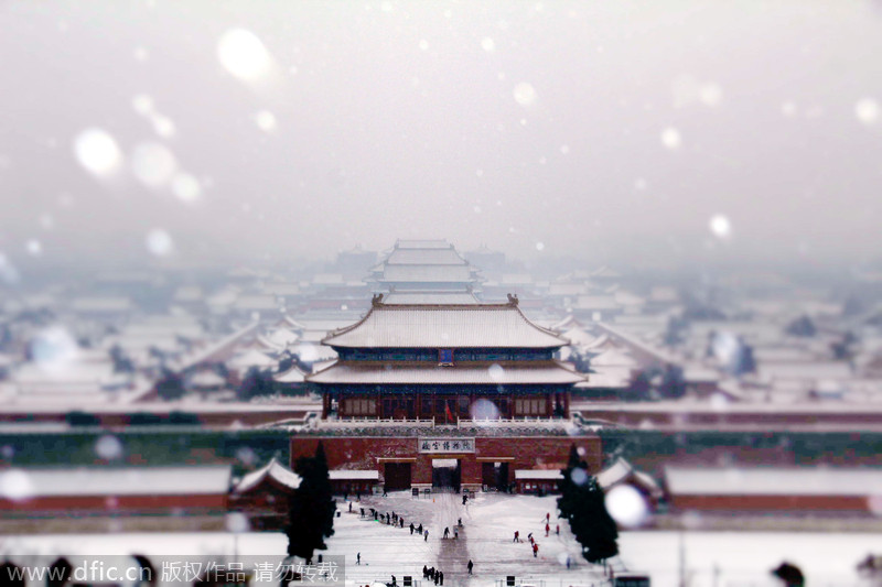 Vistas de la Ciudad Prohibida cubierta de nieve en Pekín, el 7 de febrero de 2014. [Foto/IC]