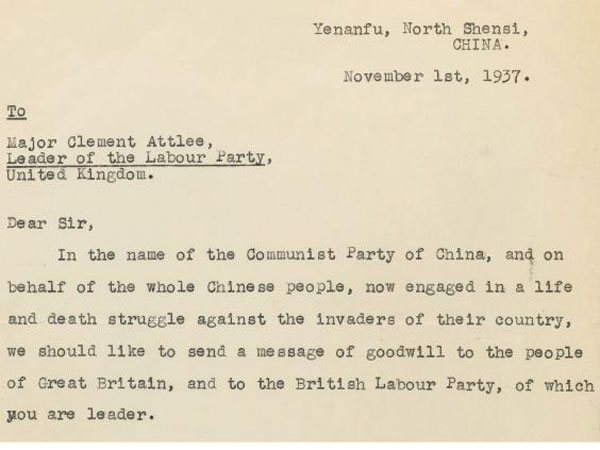 Una carta de Mao Zedong dirigida a Clement Attlee se subastará en Reino Unido