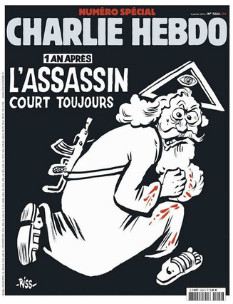 Charlie Hebdo conmemora el primer aniversario del ataque a su redacción con un dios asesino