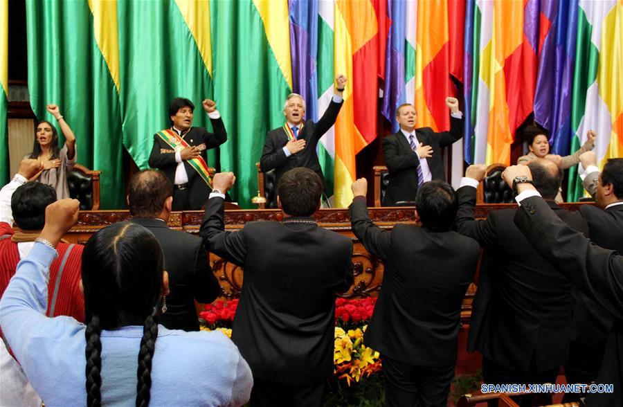El presidente de Bolivia, Evo Morales, presenta este viernes ante el Parlamento el informe de gestión de sus 10 años de Gobierno.(Xinhua/Jose Lirauze/ABI)