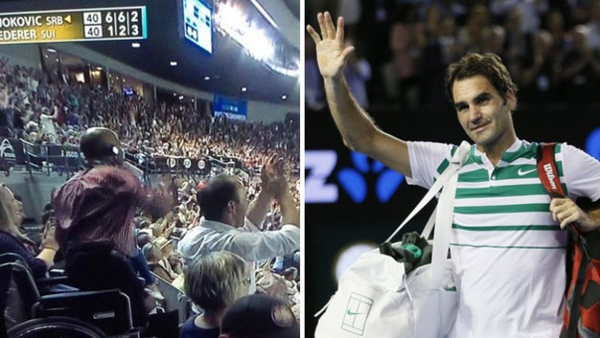 El milagroso Federer levanta a un aficionado de su silla de ruedas