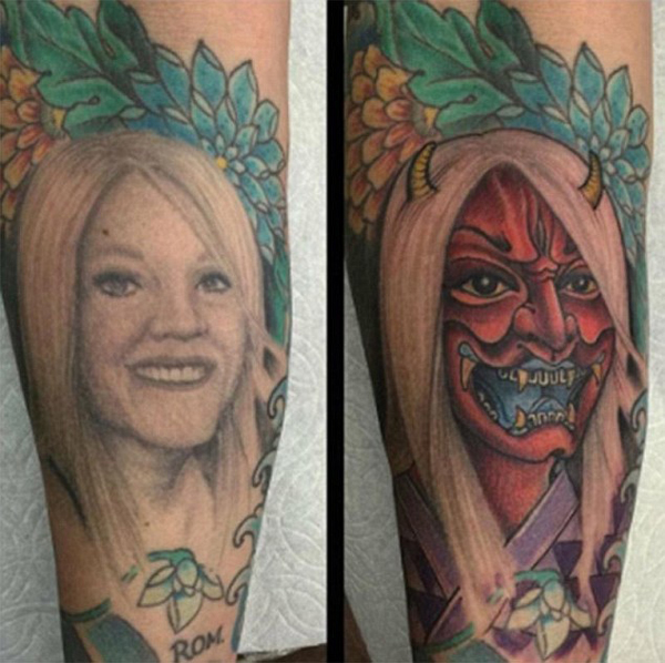 Cambia el tatuaje del rostro de su ex por el rostro de satán