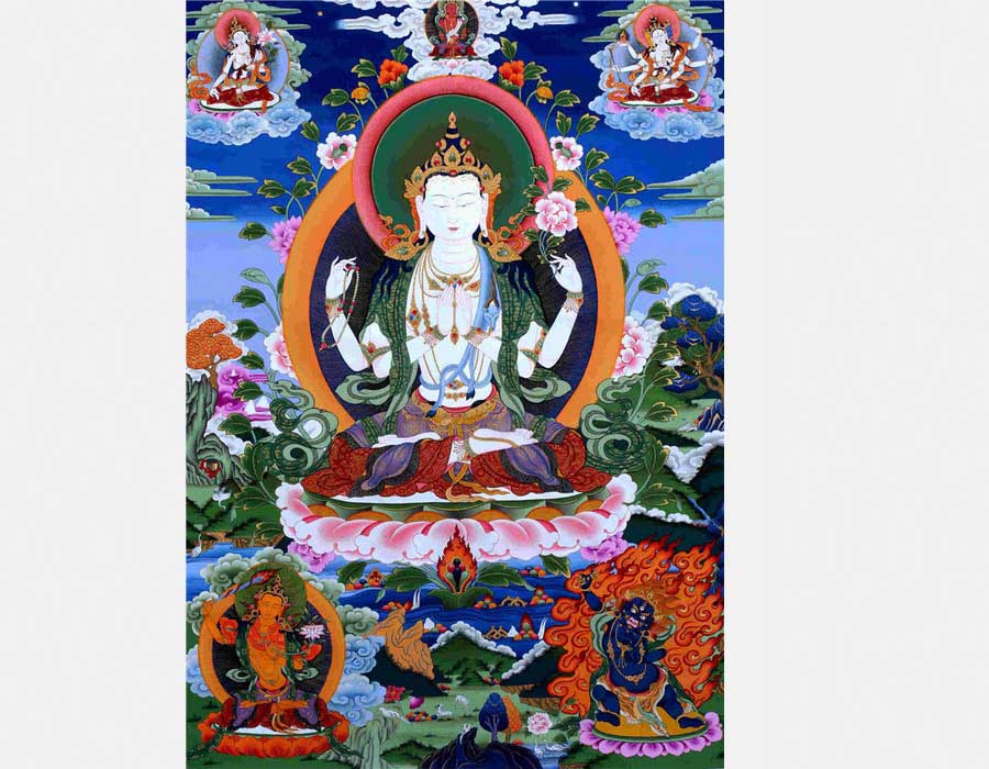 Avalokiteśvara with Four Arms, trabajo de Langkajie y sus sucesores. [Foto/china.com.cn]
