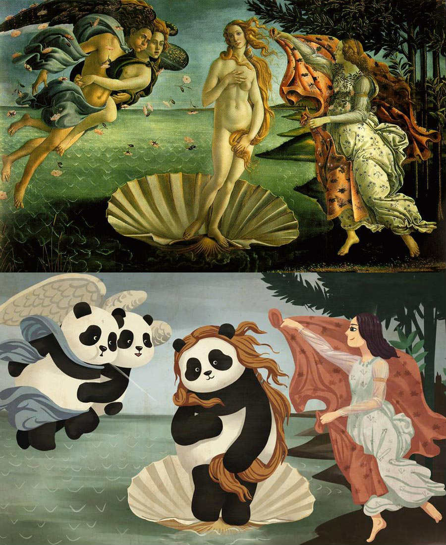 El panda chino revoluciona las pinturas clásicas 