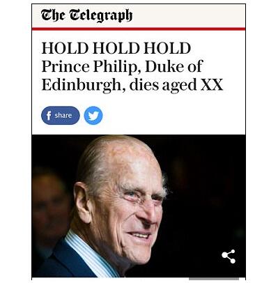 El diario británico TheTelegraph "mata" por error al Duque de Edimburgo