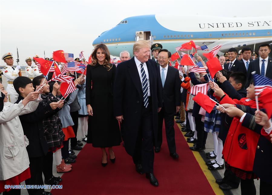 Presidente estadounidense Donald Trump empieza visita de Estado a China