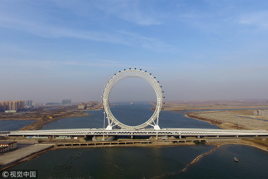 La noria sin eje central más grande del mundo se construye en Shandong