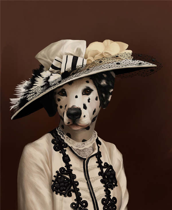 La artista estadounidense Kim Parkhurst se viste de dálmata para asemejarse a Cora Crawley, un personaje de la serie británica “Downton Abbey”. [Foto: IC]