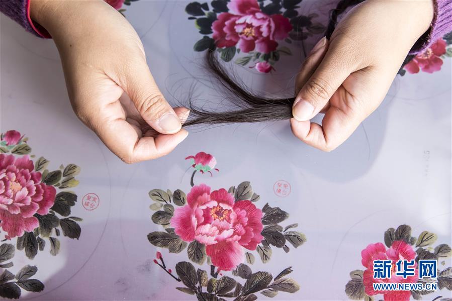 Bordado con cabello de Dongtai, provincia de Jiangsu