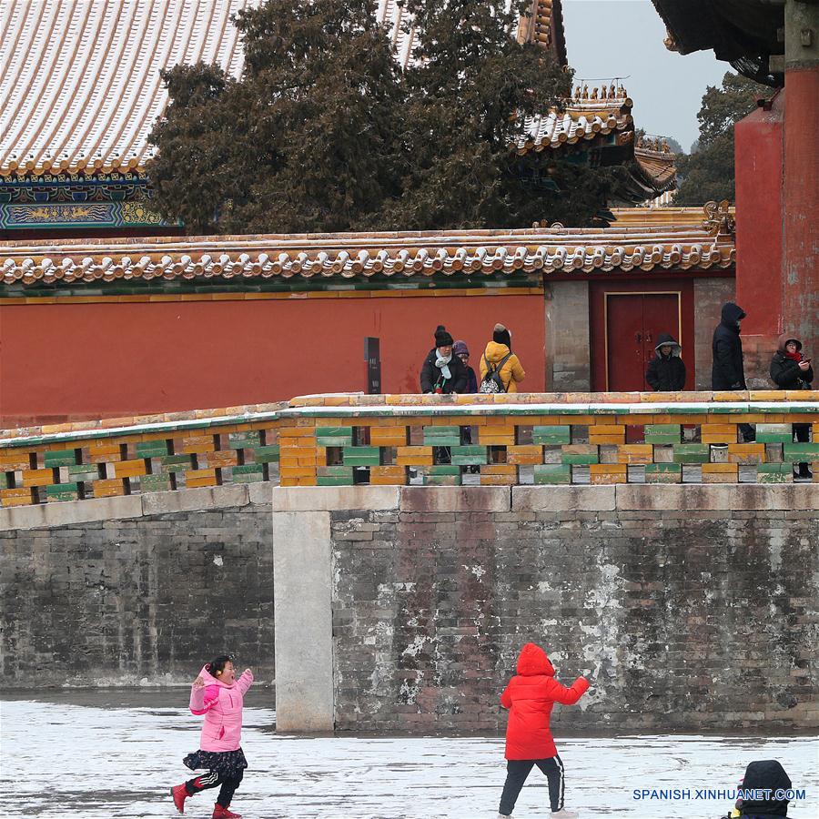 Paisaje nevado en el Museo del Palacio en Beijing