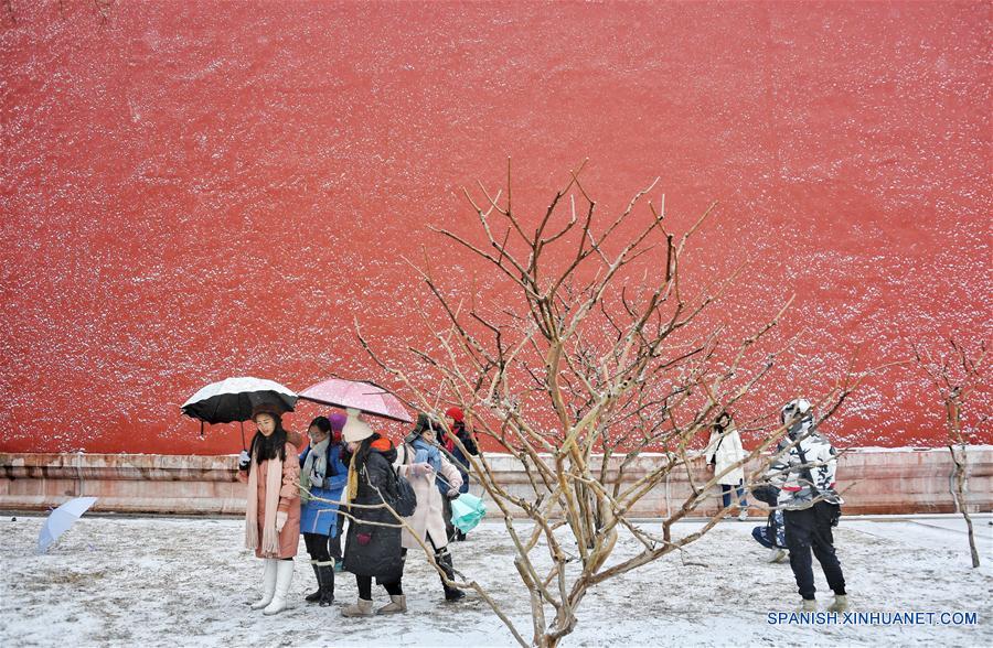 Paisaje nevado en el Museo del Palacio en Beijing