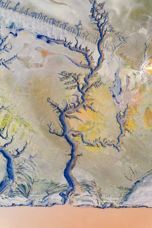 Una fotografía aérea que muestra la vista del lecho del río Amarillo en Luoyang, provincia de Henan. [Foto: Zeng Xianping /Chinadaily]