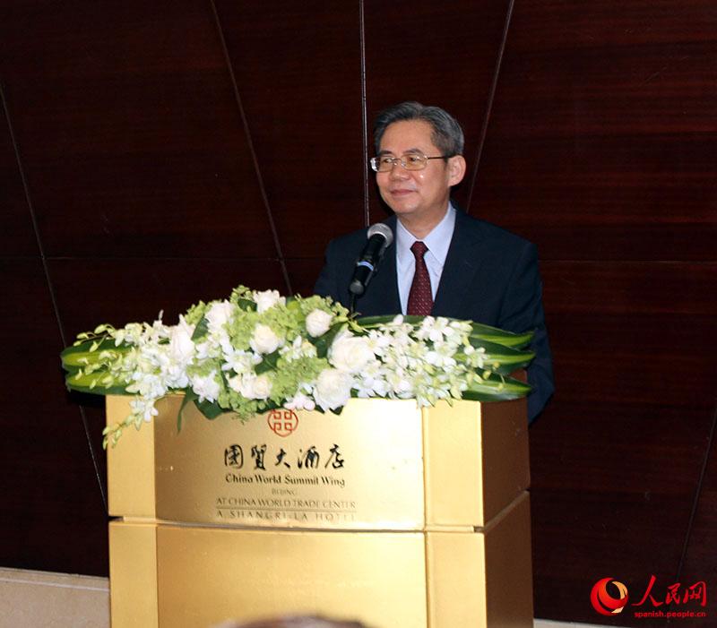Zheng Zeguang, viceministro de Relaciones Exteriores de China, interviene durante la inauguración de la Semana de Uruguay en China. Beijing, 19 de agosto del 2019. (Foto: YAC)