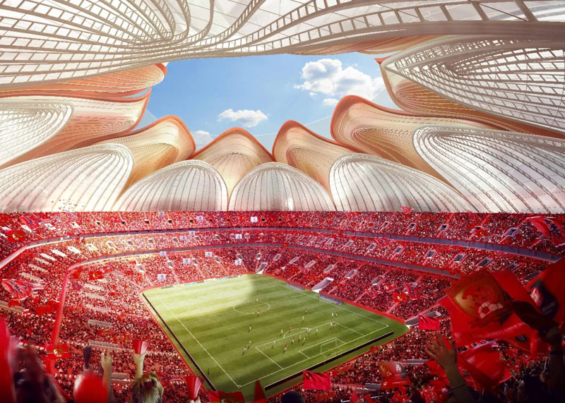 Comienza la construcción del estadio de fútbol profesional Evergrande de Guangzhou, con capacidad para 100.000 personas