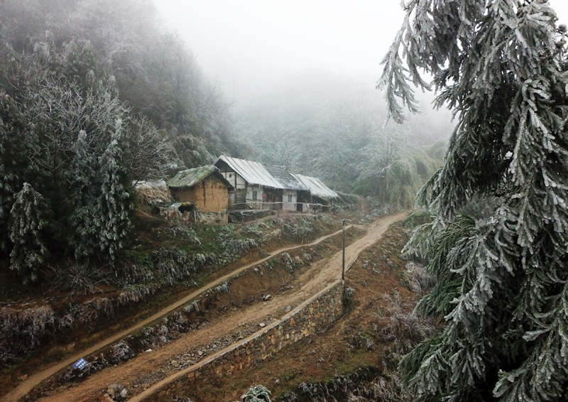 Antigua casa de Li Changde en la aldea Hetou, Dafang, provincia de Guizhou, 13 de diciembre del 2018.