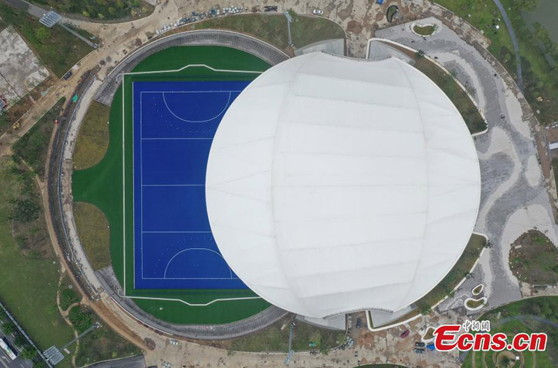 Vista aérea del estadio de hockey de los Juegos Asiáticos de 2022