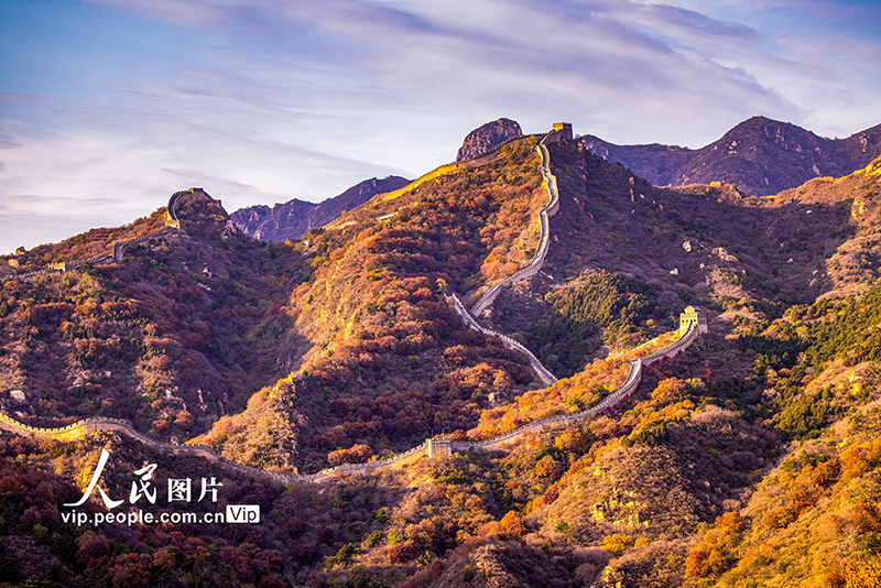 Beijing: las montañas de la Gran Muralla de Badaling se vuelven rojas