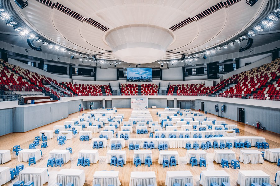 Una vista interior del Gimnasio Chengbei. [Foto cortesía del sitio web de la Universiada de Chengdu]