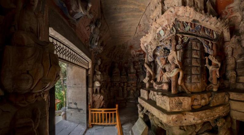 Cueva de las tallas rupestres de Dazu en el monte Baoding, Chongqing. (Foto: cortesía de la Academia Dazu de Tallas en Roca)