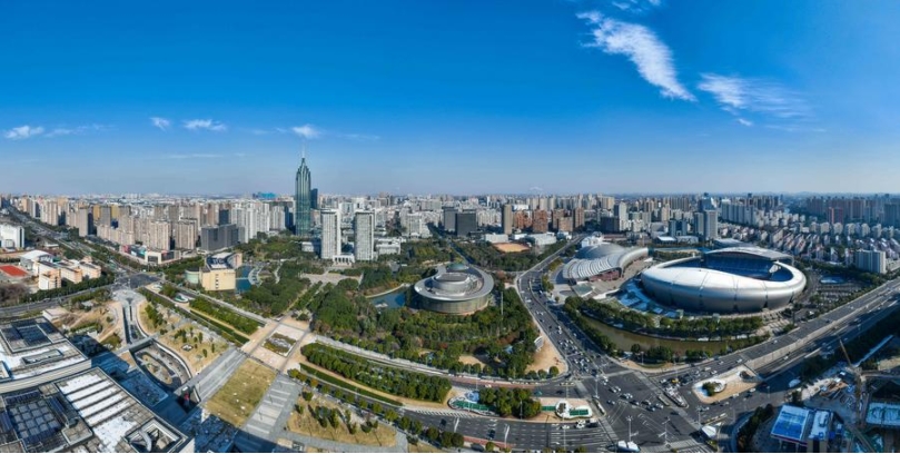 Vista aérea fotografiada por un dron de la ciudad de Changzhou, provincia de Jiangsu, en el este de China, el 21 de diciembre de 2023. (Xinhua/Ji Chunpeng)