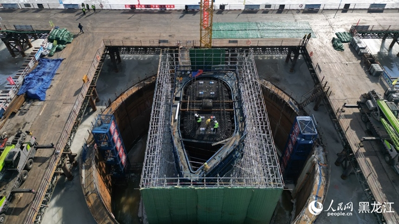 Sitio de construcción de la sección Harbin-Tieli del ferrocarril de alta velocidad Harbin-Yichun. [Foto: People.cn]