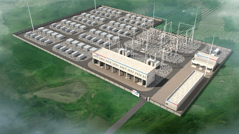 Una ilustración del Proyecto de Almacenamiento de Energía Rochi en el distrito Angren de Uzbekistán. /Grupo de Medios de China