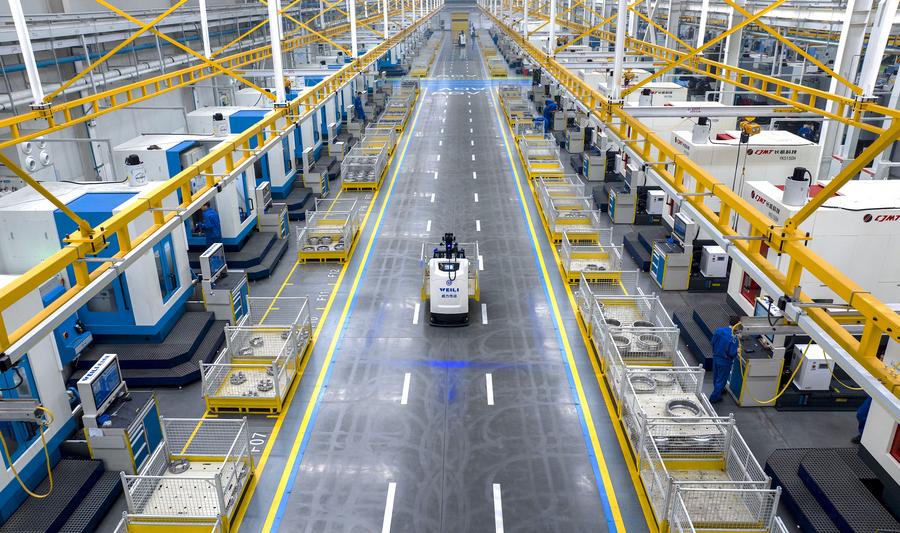 Vista interior de la fábrica digital de una empresa manufacturera en Yinchuan, en la región autónoma de la etnia hui de Ningxia, noroeste de China, el 28 de agosto de 2024. (Xinhua/Yang Zhisen)