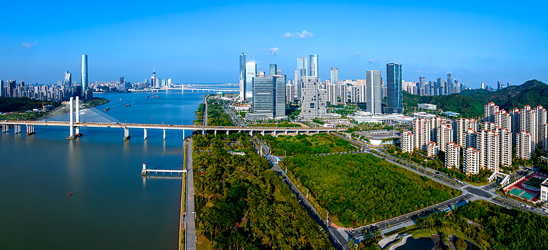 Vista aérea de la Zona de Cooperación Profunda Guangdong-Macao en Hengqin, Zhuhai, provincia de Guangdong, sur de China. Foto: VCG