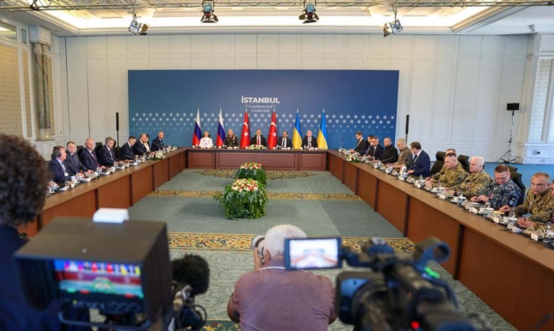 La segunda ronda de conversaciones de paz entre Ucrania y Rusia se lleva a cabo, en Estambul, Turquía, el 2 de junio de 2025. (Xinhua/Ministerio de Asuntos Exteriores de Turquía) 