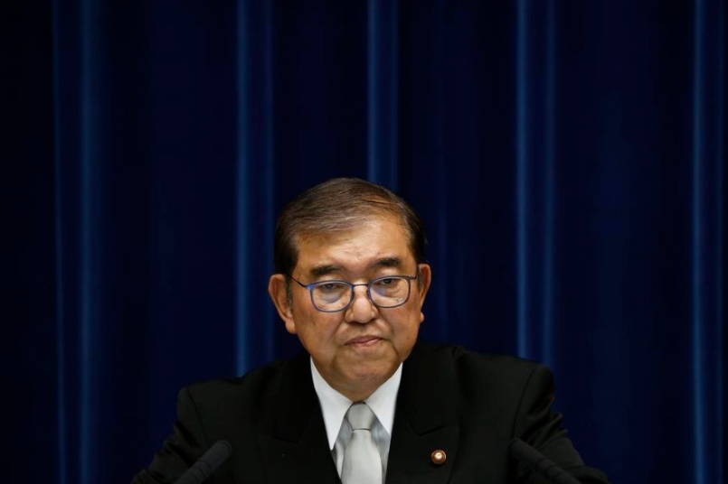 Imagen del 11 de noviembre de 2024 del primer ministro japonés, Shigeru Ishiba, asistiendo a una conferencia de prensa, en Tokio, Japón.(Xinhua/Kiyoshi Ota/Pool) 