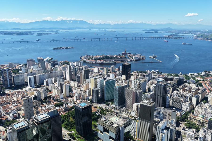 Vista aérea tomada con un dron el 24 de marzo de 2026 del centro de Río de Janeiro, Brasil. (Xinhua/Jin Haoyuan) 