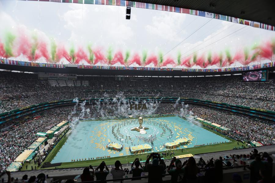 Imagen del 11 de junio de 2026 de la ceremonia de inauguración de la Copa Mundial de la FIFA 2026, celebrada en el simbólico Estadio Azteca o Estadio Ciudad de México, en la Ciudad de México, capital de México. (Xinhua/Francisco Cañedo)