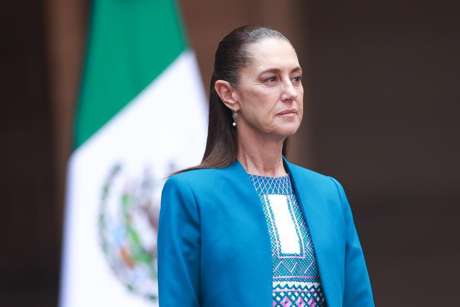 Imagen de la presidenta mexicana, Claudia Sheinbaum, en Palacio Nacional, en la Ciudad de México, capital de México, el 15 de julio de 2026. (Xinhua/Francisco Cañedo)