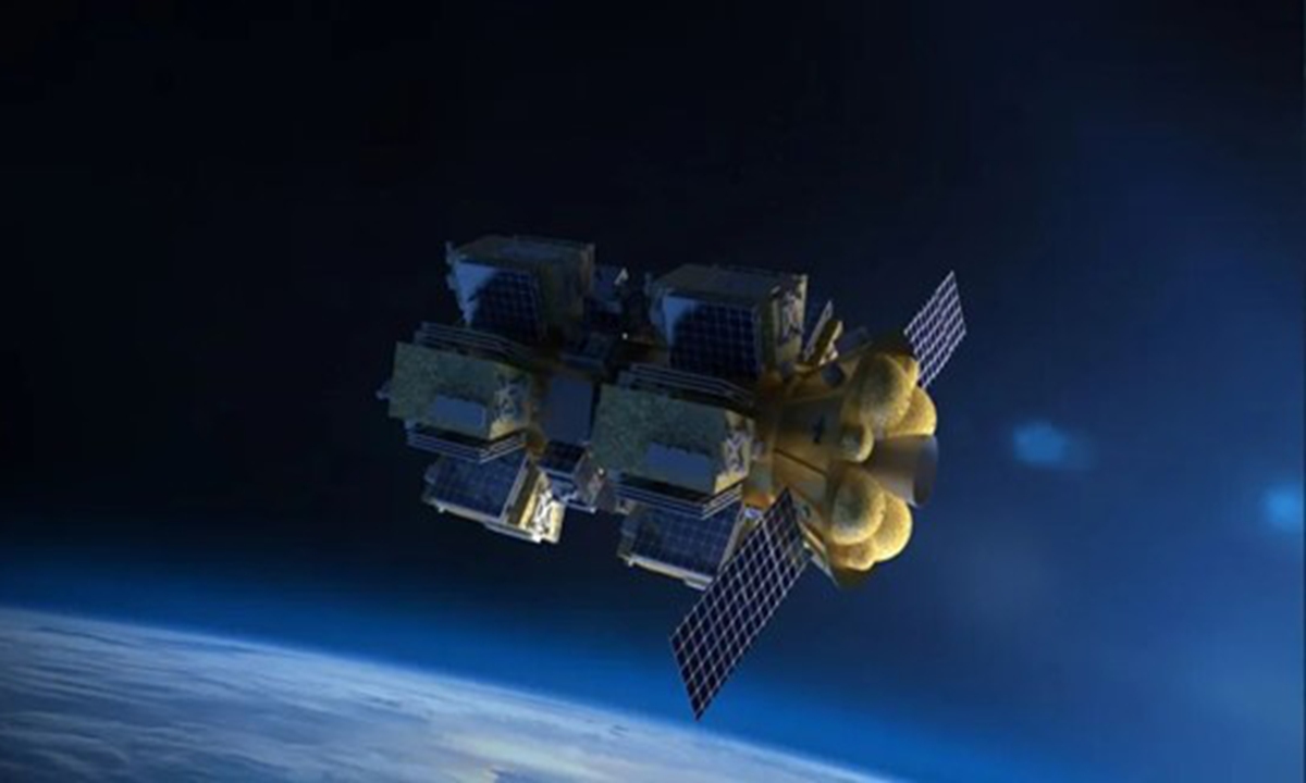 Una simulación de la plataforma orbital Aishenxing-1 01 desarrollada por la empresa espacial privada china Galactic Energy. Foto: Cortesía de Galactic Energy