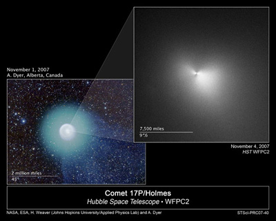 Explosión repentina de la cometa Holmes; su tamaño ya supera el del Sol