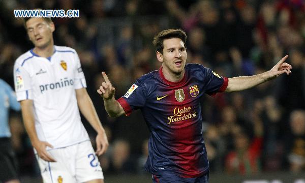 Fútbol: Barcelona se impone 3-1 al Zaragoza con un Messi sensacional