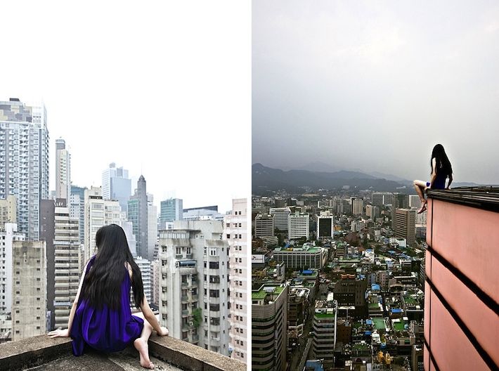 Fotógrafa coreana se toma fotos a riesgo de morir