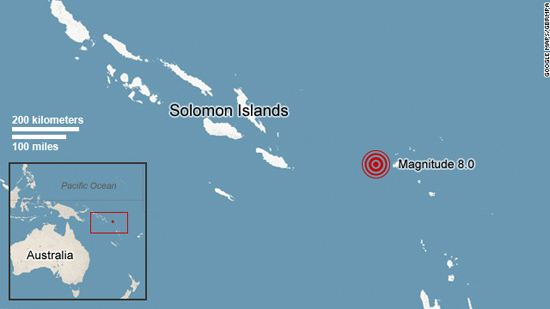 Alerta de tsunami tras un terremoto de 8 grados en las Islas Salomón en el Pacífico Sur