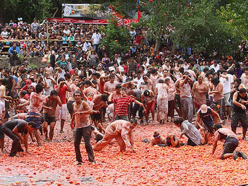 Se realizó en Chile "la guerra del tomate"
