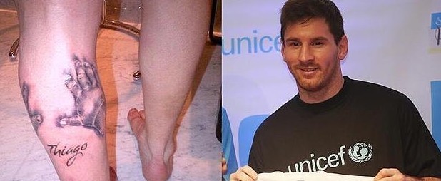 Messi desvela tatuaje en honor a su hijo Thiago