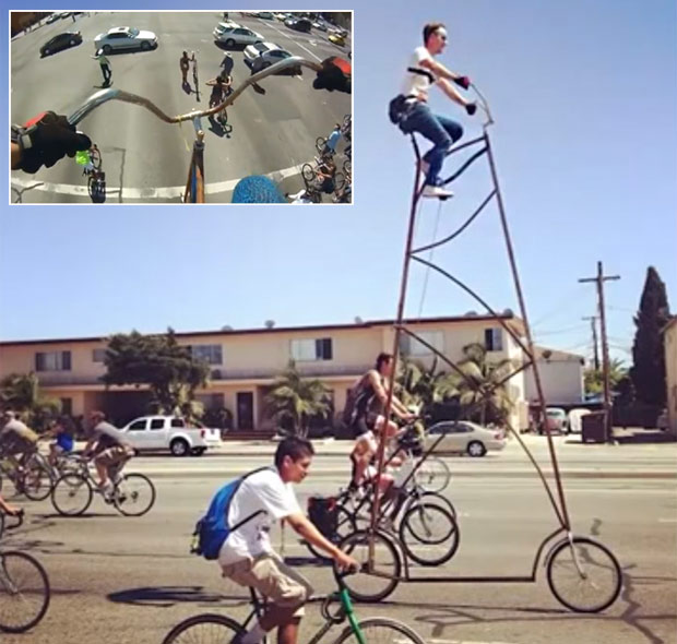 Estadounidense sorprende con bicicleta de 4,4 metros de altura (5)