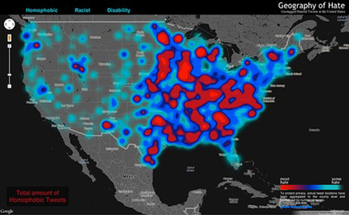 ‘Mapa del odio’ muestra intolerancia en EEUU