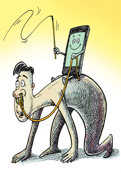 Caricatura: Esclavos del teléfono móvil