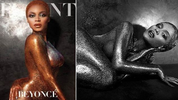 Beyoncé sorprende desnuda y llena de brillo en portada de revista Flaunt
