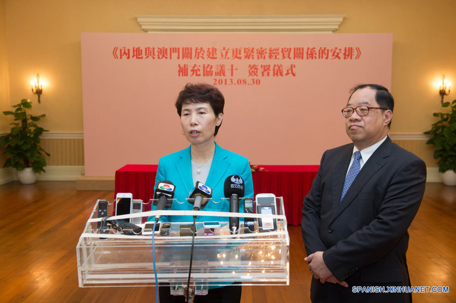 Parte continental de China y Macao firman décimo complemento a CEPA 