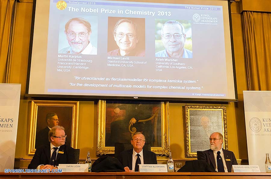 Tres científicos comparten Premio Nobel de Química 2013