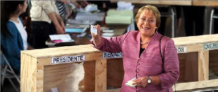 Bachelet lidera presidencial chilena con 46,69% de votos