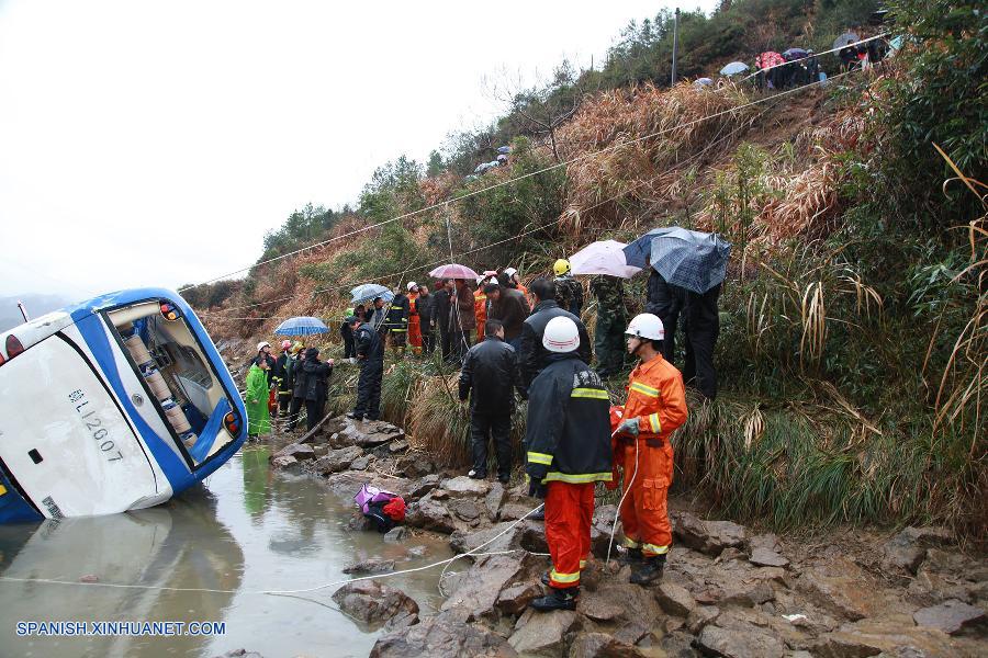 Tres muertos y 22 heridos en accidente de autobús en este de China